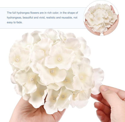 Silk Artificial Hydrangea Flowers, Pink Artificial Flowers Heads with Stems, Full Hydrangea Flowers for Wedding Centerpieces, Party Decoration 30 Set
