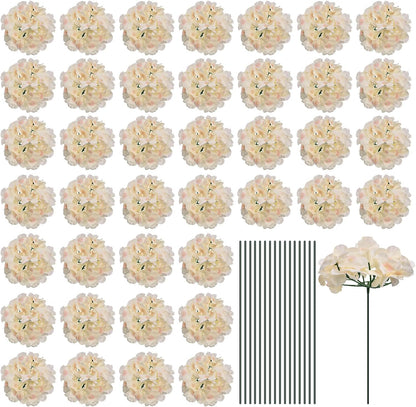 Silk Artificial Hydrangea Flowers, Pink Artificial Flowers Heads with Stems, Full Hydrangea Flowers for Wedding Centerpieces, Party Decoration 30 Set