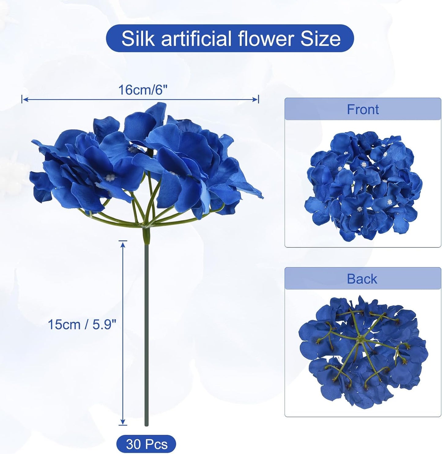 Silk Artificial Hydrangea Flowers, Pink Artificial Flowers Heads with Stems, Full Hydrangea Flowers for Wedding Centerpieces, Party Decoration 30 Set