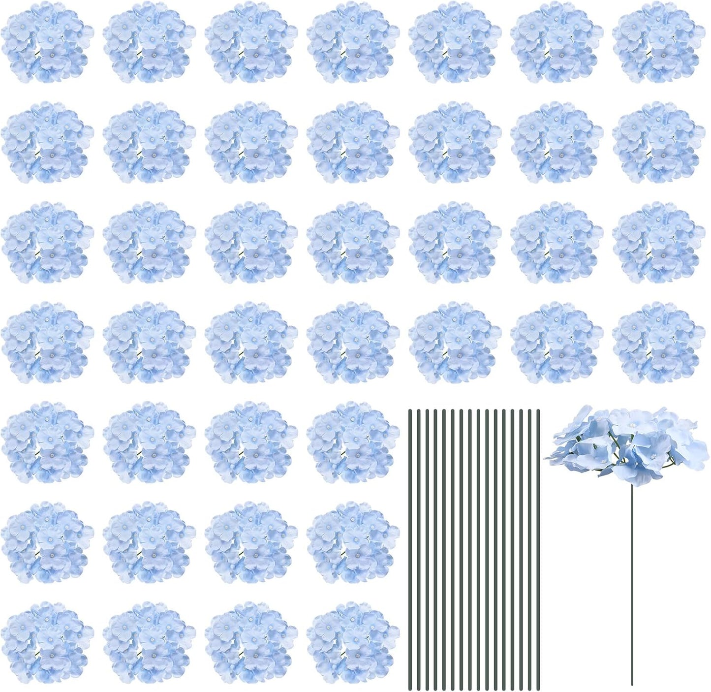Silk Artificial Hydrangea Flowers, Pink Artificial Flowers Heads with Stems, Full Hydrangea Flowers for Wedding Centerpieces, Party Decoration 30 Set
