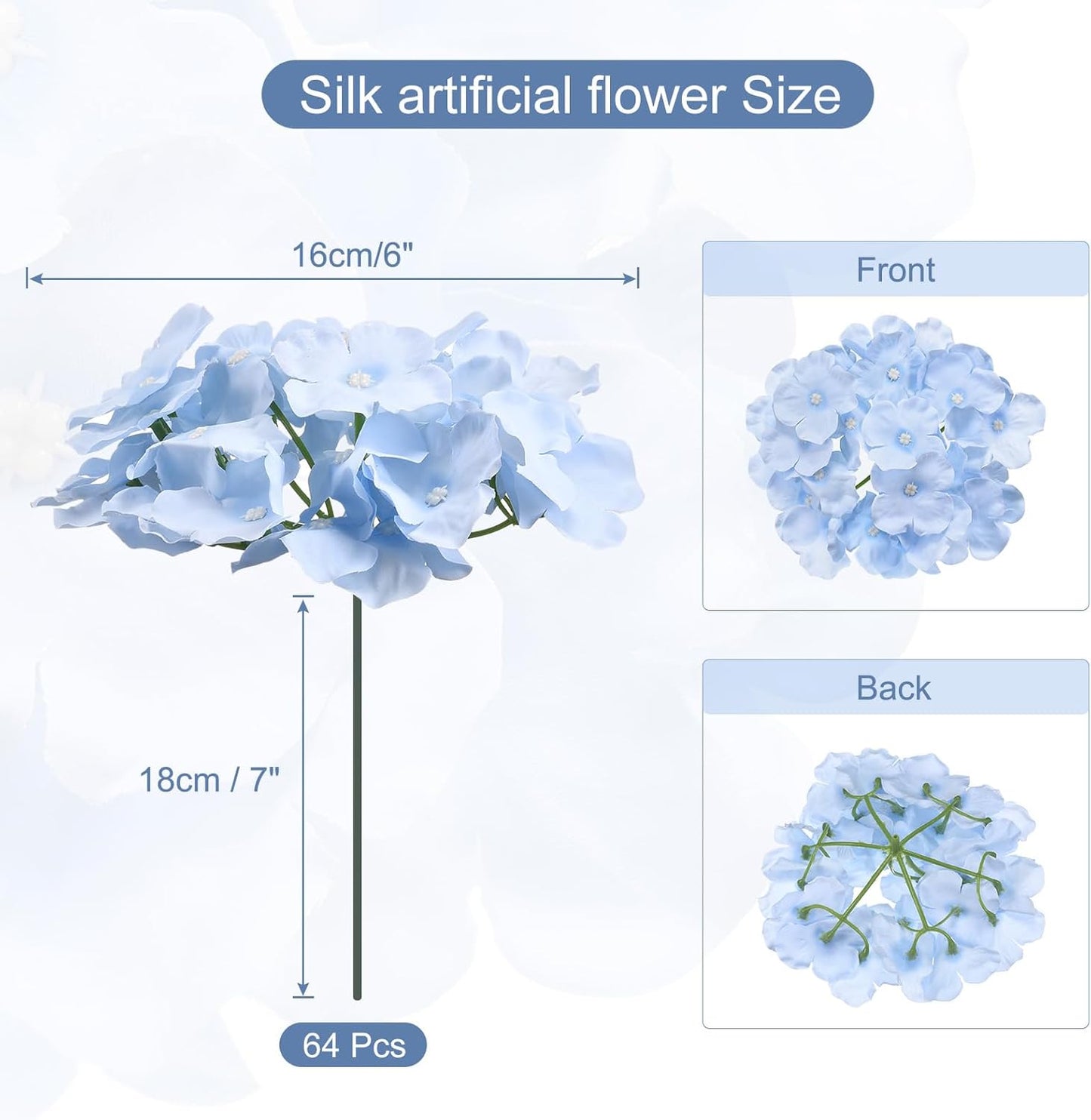 Silk Artificial Hydrangea Flowers, Pink Artificial Flowers Heads with Stems, Full Hydrangea Flowers for Wedding Centerpieces, Party Decoration 30 Set