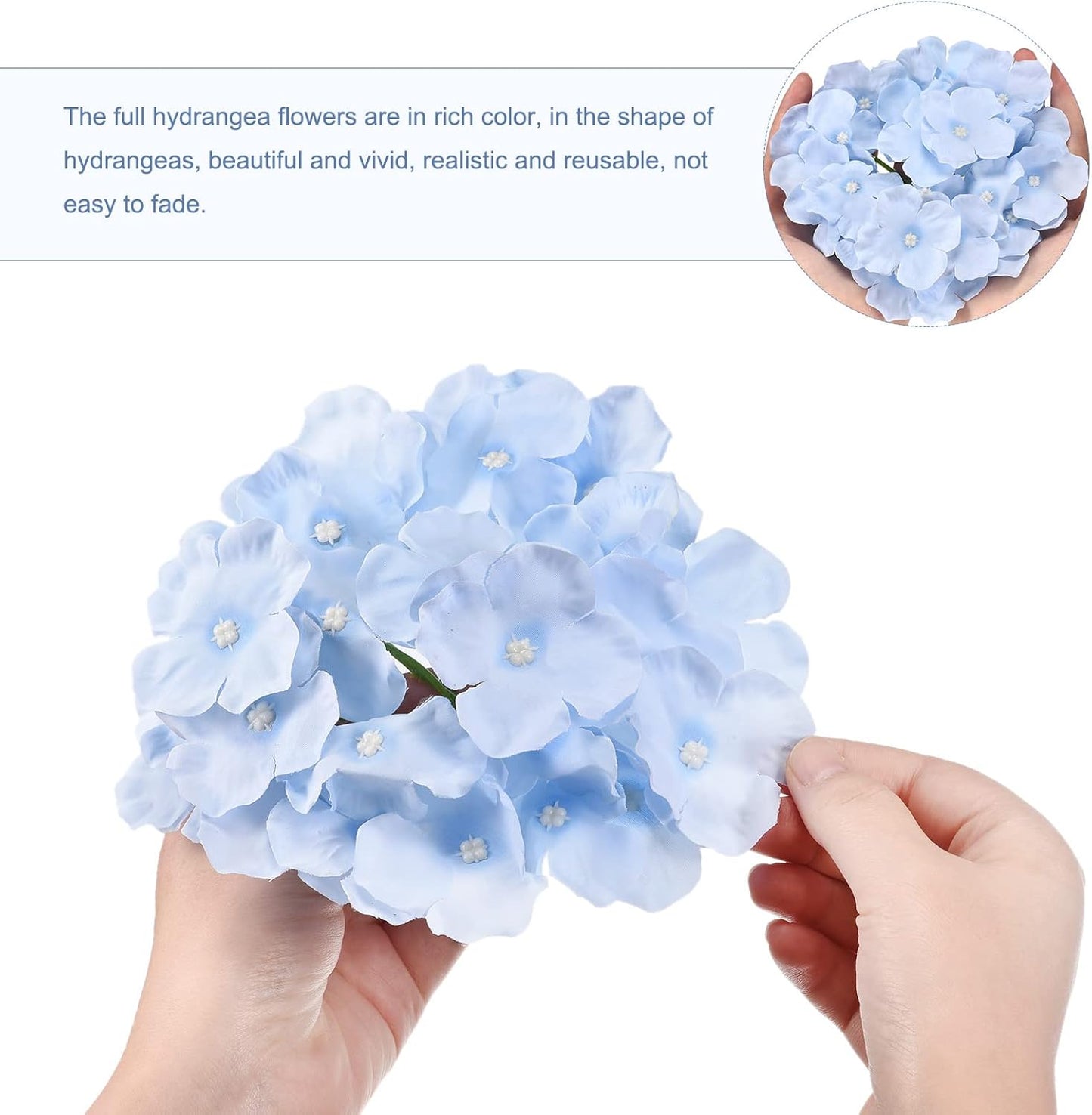 Silk Artificial Hydrangea Flowers, Pink Artificial Flowers Heads with Stems, Full Hydrangea Flowers for Wedding Centerpieces, Party Decoration 30 Set