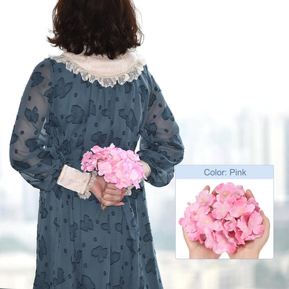 Silk Artificial Hydrangea Flowers, Pink Artificial Flowers Heads with Stems, Full Hydrangea Flowers for Wedding Centerpieces, Party Decoration 30 Set