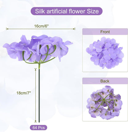Silk Artificial Hydrangea Flowers, Pink Artificial Flowers Heads with Stems, Full Hydrangea Flowers for Wedding Centerpieces, Party Decoration 30 Set