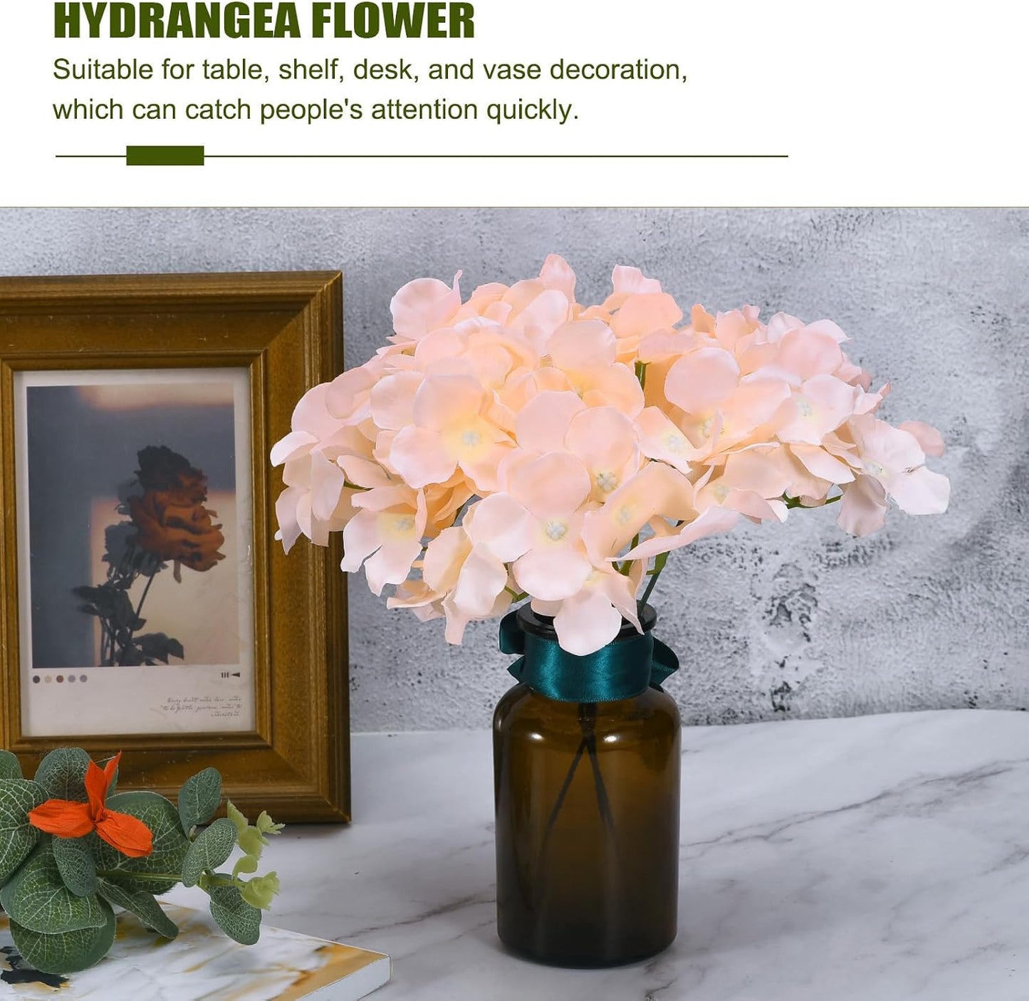 Silk Artificial Hydrangea Flowers, Pink Artificial Flowers Heads with Stems, Full Hydrangea Flowers for Wedding Centerpieces, Party Decoration 30 Set