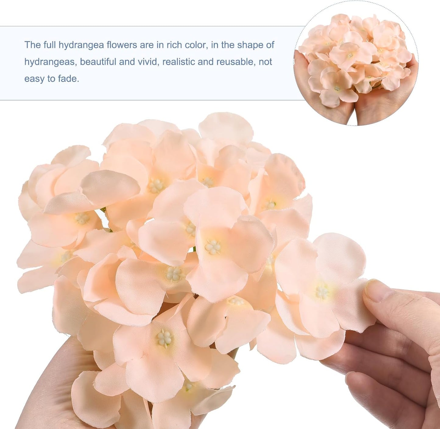 Silk Artificial Hydrangea Flowers, Pink Artificial Flowers Heads with Stems, Full Hydrangea Flowers for Wedding Centerpieces, Party Decoration 30 Set