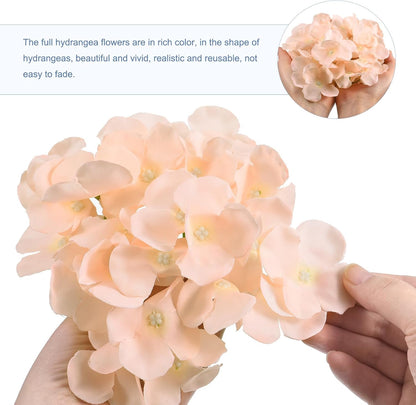 Silk Artificial Hydrangea Flowers, Pink Artificial Flowers Heads with Stems, Full Hydrangea Flowers for Wedding Centerpieces, Party Decoration 30 Set