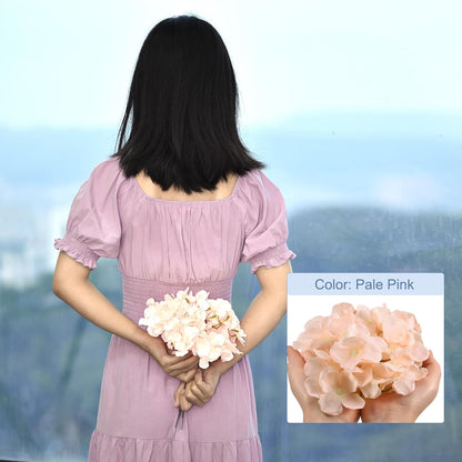 Silk Artificial Hydrangea Flowers, Pink Artificial Flowers Heads with Stems, Full Hydrangea Flowers for Wedding Centerpieces, Party Decoration 30 Set