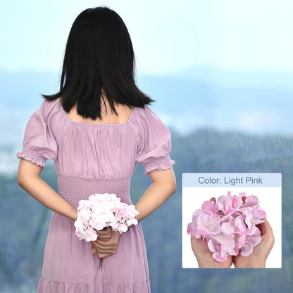 Silk Artificial Hydrangea Flowers, Pink Artificial Flowers Heads with Stems, Full Hydrangea Flowers for Wedding Centerpieces, Party Decoration 30 Set