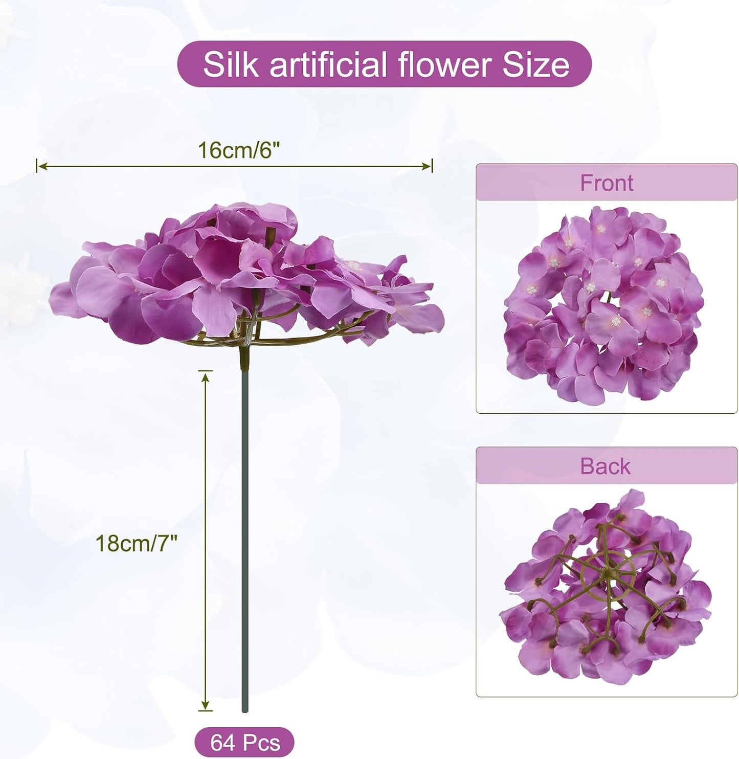 Silk Artificial Hydrangea Flowers, Pink Artificial Flowers Heads with Stems, Full Hydrangea Flowers for Wedding Centerpieces, Party Decoration 30 Set