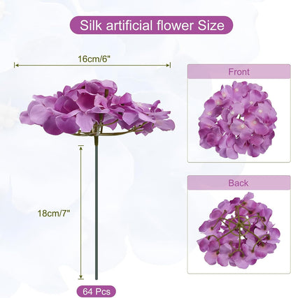 Silk Artificial Hydrangea Flowers, Pink Artificial Flowers Heads with Stems, Full Hydrangea Flowers for Wedding Centerpieces, Party Decoration 30 Set