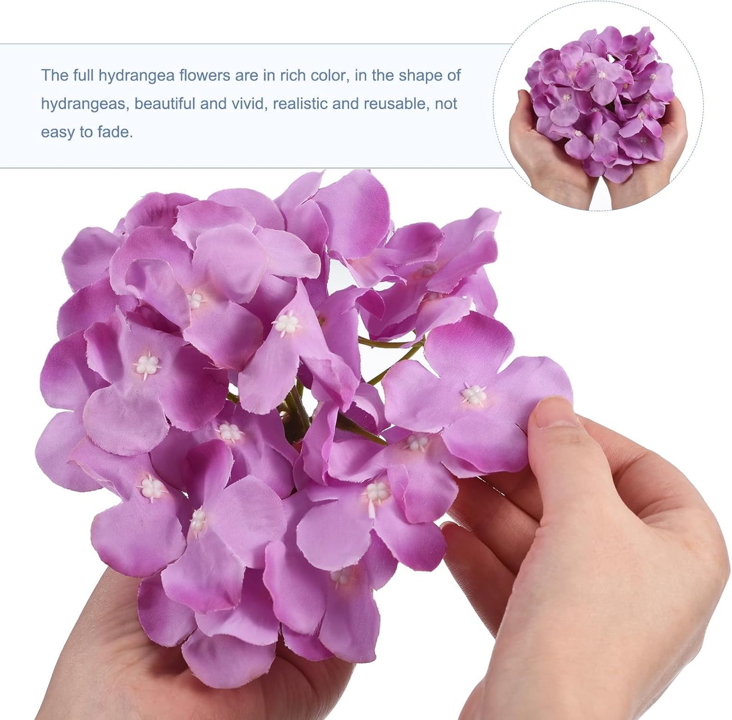 Silk Artificial Hydrangea Flowers, Pink Artificial Flowers Heads with Stems, Full Hydrangea Flowers for Wedding Centerpieces, Party Decoration 30 Set