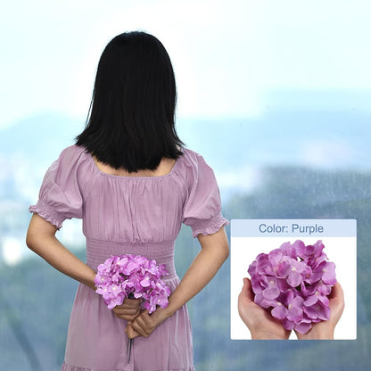 Silk Artificial Hydrangea Flowers, Pink Artificial Flowers Heads with Stems, Full Hydrangea Flowers for Wedding Centerpieces, Party Decoration 30 Set