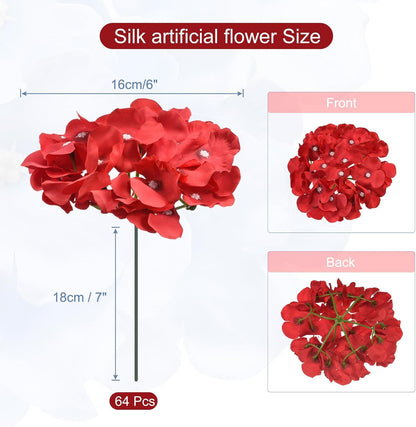 Silk Artificial Hydrangea Flowers, Pink Artificial Flowers Heads with Stems, Full Hydrangea Flowers for Wedding Centerpieces, Party Decoration 30 Set