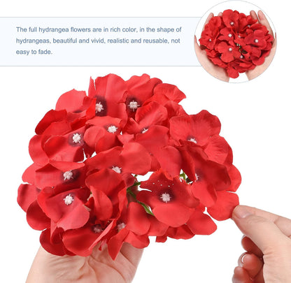 Silk Artificial Hydrangea Flowers, Pink Artificial Flowers Heads with Stems, Full Hydrangea Flowers for Wedding Centerpieces, Party Decoration 30 Set