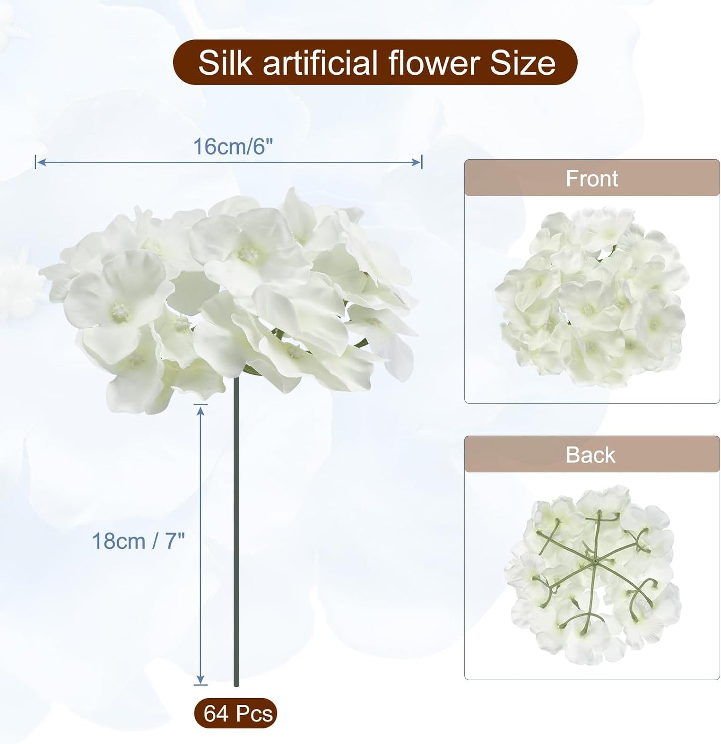 Silk Artificial Hydrangea Flowers, Pink Artificial Flowers Heads with Stems, Full Hydrangea Flowers for Wedding Centerpieces, Party Decoration 30 Set
