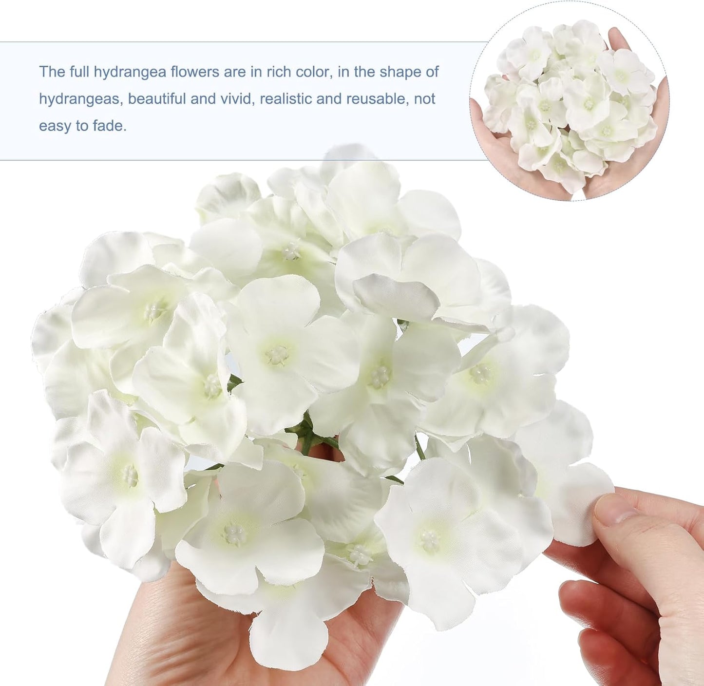 Silk Artificial Hydrangea Flowers, Pink Artificial Flowers Heads with Stems, Full Hydrangea Flowers for Wedding Centerpieces, Party Decoration 30 Set
