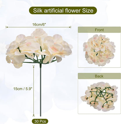 Silk Artificial Hydrangea Flowers, Pink Artificial Flowers Heads with Stems, Full Hydrangea Flowers for Wedding Centerpieces, Party Decoration 30 Set