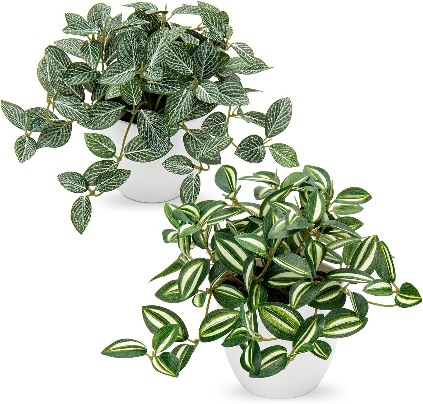 Artificial English Ivy Hanging Plants 2pcs Faux Ivy Vines with Black Pot Small Fake Potted Greenery Plant for Indoor Home Aesthetic Living Room Bathroom Desk Shelf Office Decor
