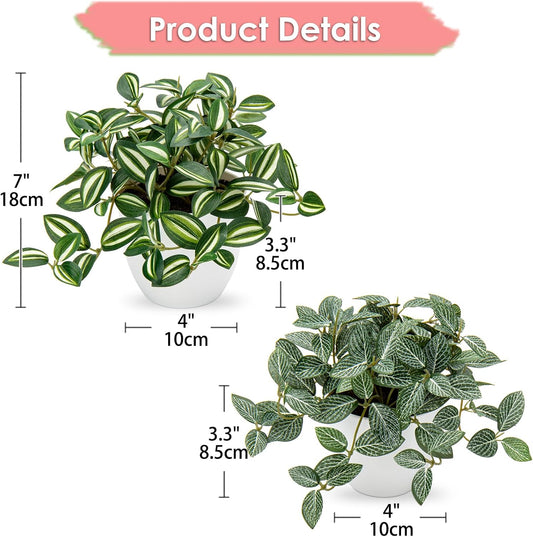 Artificial English Ivy Hanging Plants 2pcs Faux Ivy Vines with Black Pot Small Fake Potted Greenery Plant for Indoor Home Aesthetic Living Room Bathroom Desk Shelf Office Decor
