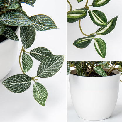 Artificial English Ivy Hanging Plants 2pcs Faux Ivy Vines with Black Pot Small Fake Potted Greenery Plant for Indoor Home Aesthetic Living Room Bathroom Desk Shelf Office Decor