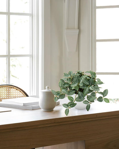 Artificial English Ivy Hanging Plants 2pcs Faux Ivy Vines with Black Pot Small Fake Potted Greenery Plant for Indoor Home Aesthetic Living Room Bathroom Desk Shelf Office Decor