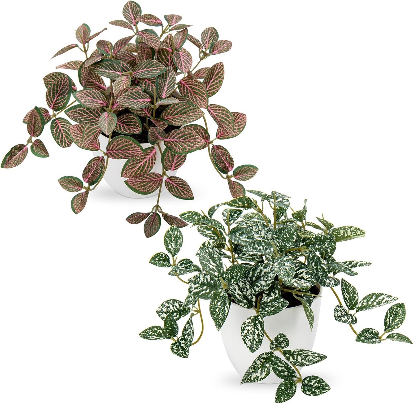 Artificial English Ivy Hanging Plants 2pcs Faux Ivy Vines with Black Pot Small Fake Potted Greenery Plant for Indoor Home Aesthetic Living Room Bathroom Desk Shelf Office Decor