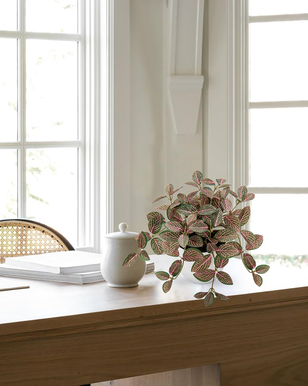 Artificial English Ivy Hanging Plants 2pcs Faux Ivy Vines with Black Pot Small Fake Potted Greenery Plant for Indoor Home Aesthetic Living Room Bathroom Desk Shelf Office Decor