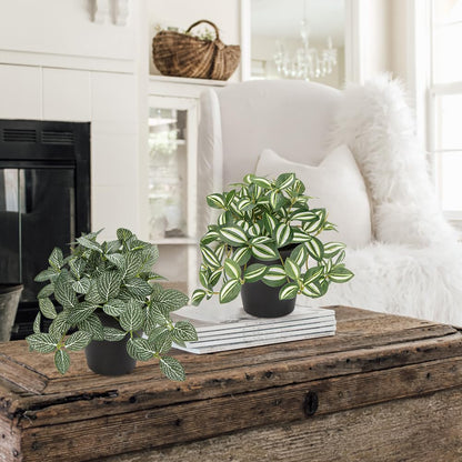 Artificial English Ivy Hanging Plants 2pcs Faux Ivy Vines with Black Pot Small Fake Potted Greenery Plant for Indoor Home Aesthetic Living Room Bathroom Desk Shelf Office Decor