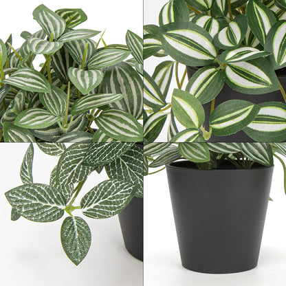 Artificial English Ivy Hanging Plants 2pcs Faux Ivy Vines with Black Pot Small Fake Potted Greenery Plant for Indoor Home Aesthetic Living Room Bathroom Desk Shelf Office Decor