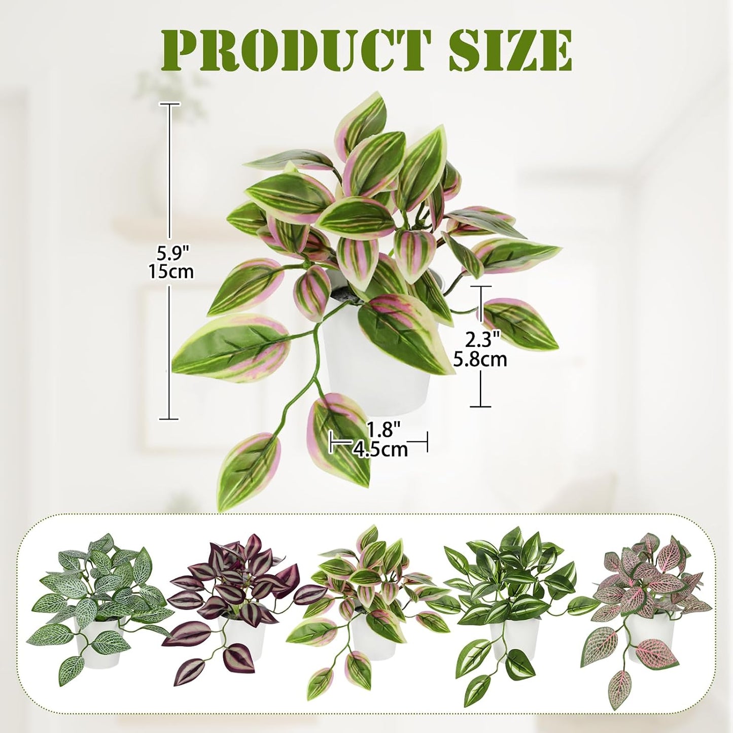 Artificial English Ivy Hanging Plants 2pcs Faux Ivy Vines with Black Pot Small Fake Potted Greenery Plant for Indoor Home Aesthetic Living Room Bathroom Desk Shelf Office Decor