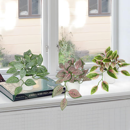 Artificial English Ivy Hanging Plants 2pcs Faux Ivy Vines with Black Pot Small Fake Potted Greenery Plant for Indoor Home Aesthetic Living Room Bathroom Desk Shelf Office Decor