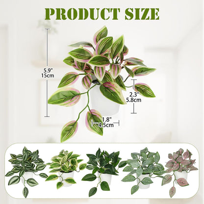 Artificial English Ivy Hanging Plants 2pcs Faux Ivy Vines with Black Pot Small Fake Potted Greenery Plant for Indoor Home Aesthetic Living Room Bathroom Desk Shelf Office Decor