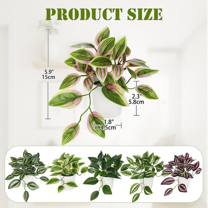 Artificial English Ivy Hanging Plants 2pcs Faux Ivy Vines with Black Pot Small Fake Potted Greenery Plant for Indoor Home Aesthetic Living Room Bathroom Desk Shelf Office Decor