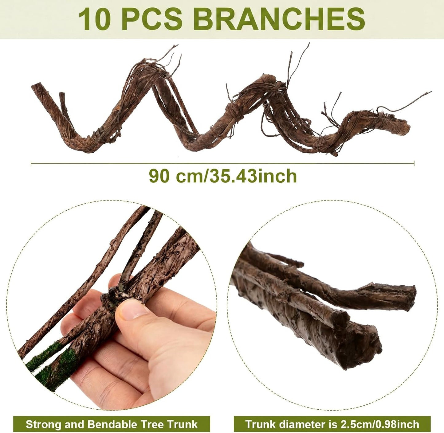 5 Pcs 39in Artificial Bendable Tree Branches for Decoration Fake Trunk Garland Twigs Leaves Cherry Blossom Grape Vines for Wall Hanging Front Door Reptile Habitat Decoration (Fresh)