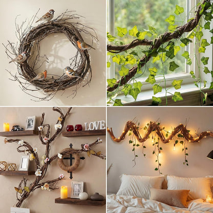 5 Pcs 39in Artificial Bendable Tree Branches for Decoration Fake Trunk Garland Twigs Leaves Cherry Blossom Grape Vines for Wall Hanging Front Door Reptile Habitat Decoration (Fresh)