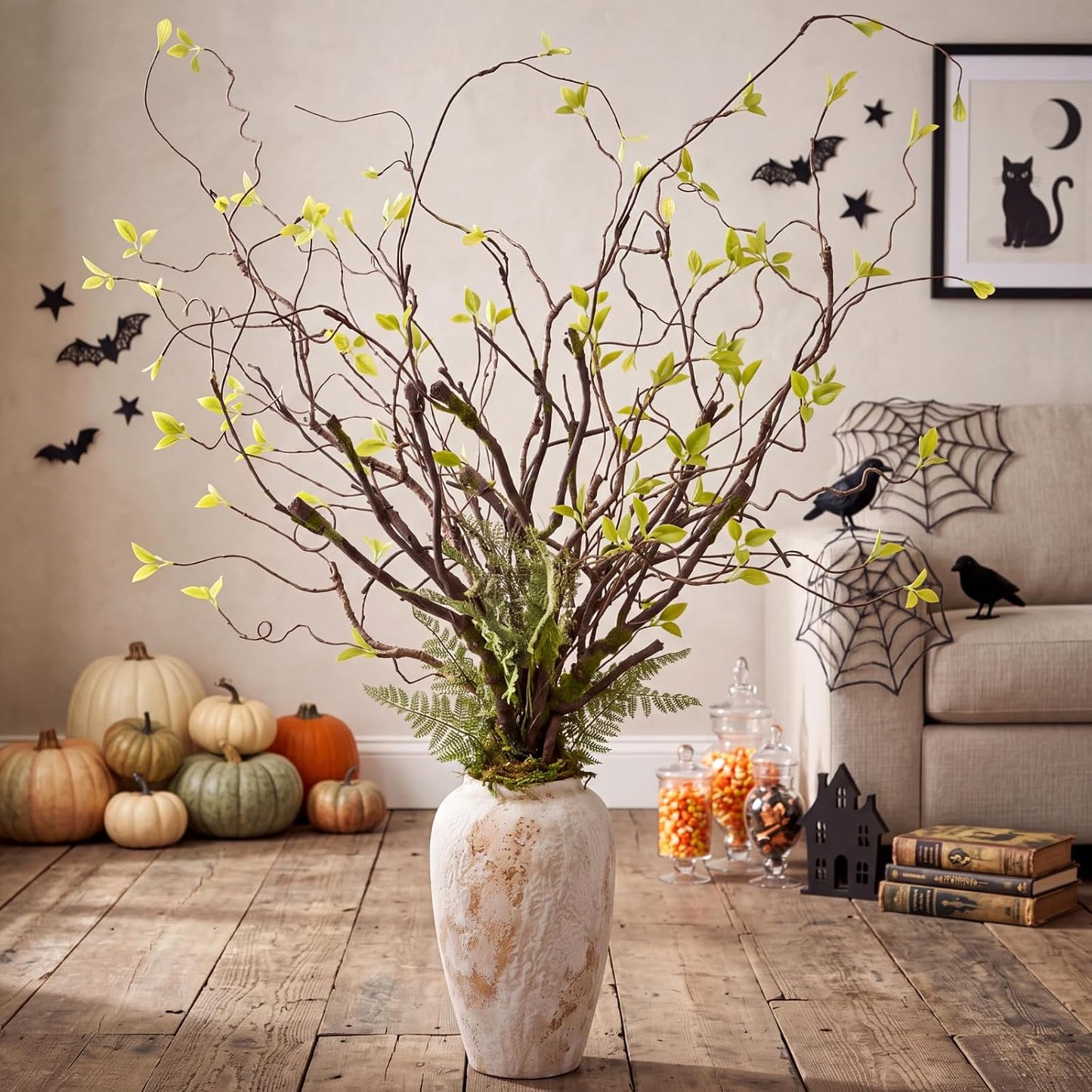 5 Pcs 39in Artificial Bendable Tree Branches for Decoration Fake Trunk Garland Twigs Leaves Cherry Blossom Grape Vines for Wall Hanging Front Door Reptile Habitat Decoration (Fresh)
