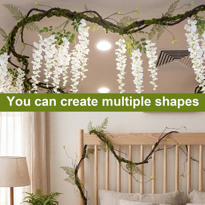 5 Pcs 39in Artificial Bendable Tree Branches for Decoration Fake Trunk Garland Twigs Leaves Cherry Blossom Grape Vines for Wall Hanging Front Door Reptile Habitat Decoration (Fresh)