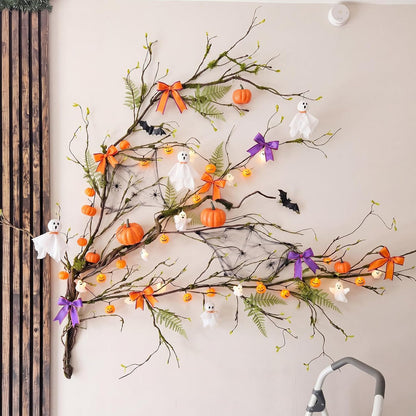 5 Pcs 39in Artificial Bendable Tree Branches for Decoration Fake Trunk Garland Twigs Leaves Cherry Blossom Grape Vines for Wall Hanging Front Door Reptile Habitat Decoration (Fresh)