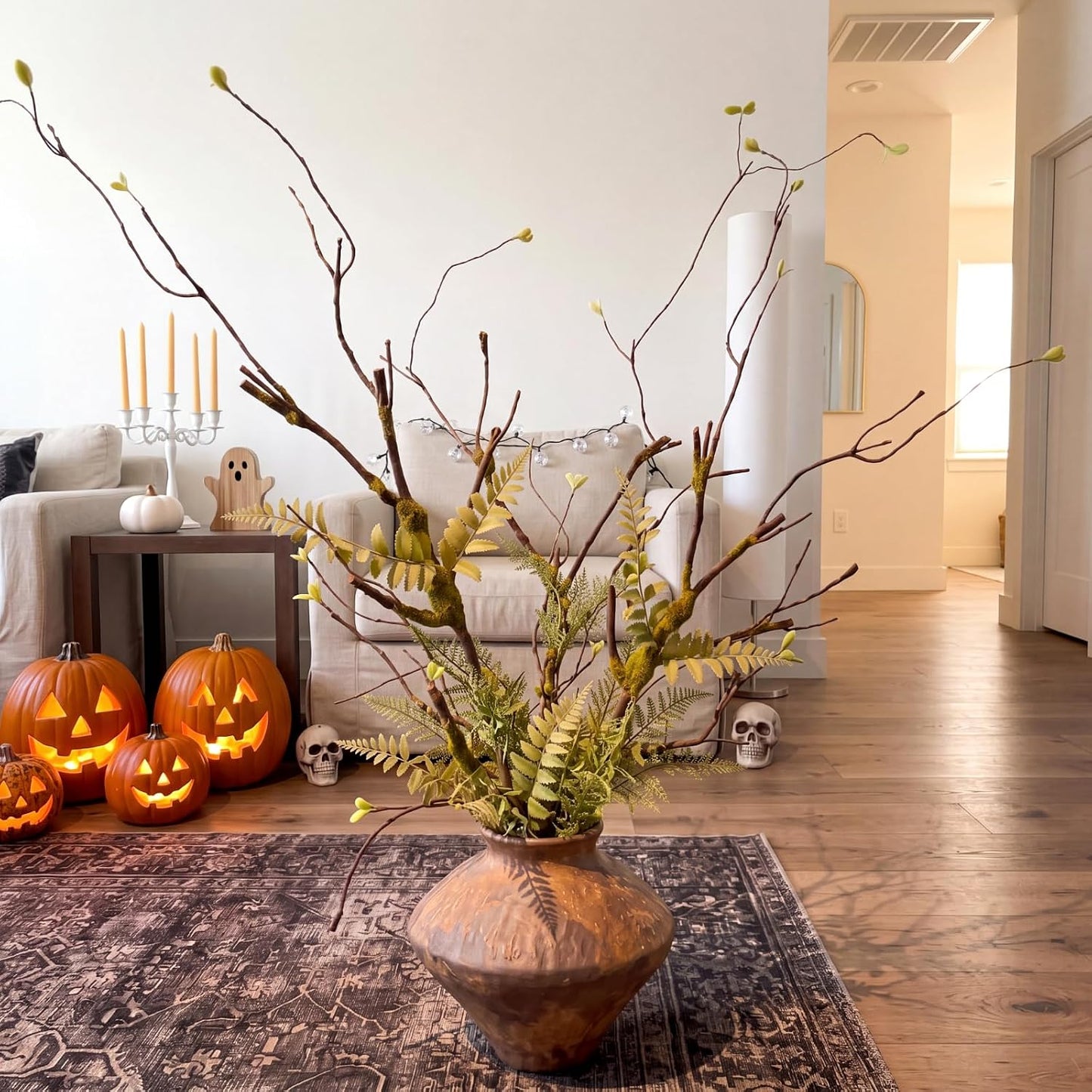 5 Pcs 39in Artificial Bendable Tree Branches for Decoration Fake Trunk Garland Twigs Leaves Cherry Blossom Grape Vines for Wall Hanging Front Door Reptile Habitat Decoration (Fresh)