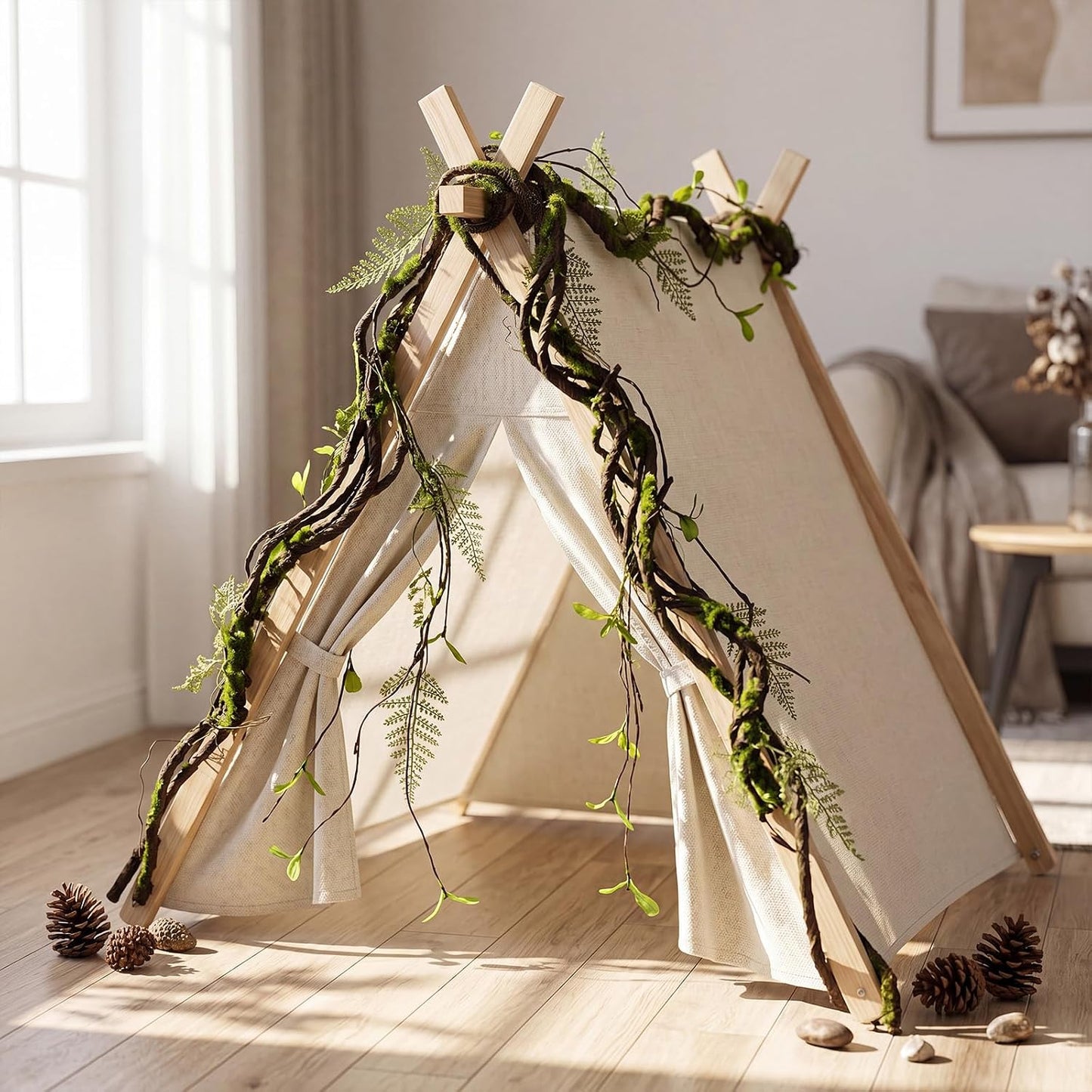 5 Pcs 39in Artificial Bendable Tree Branches for Decoration Fake Trunk Garland Twigs Leaves Cherry Blossom Grape Vines for Wall Hanging Front Door Reptile Habitat Decoration (Fresh)