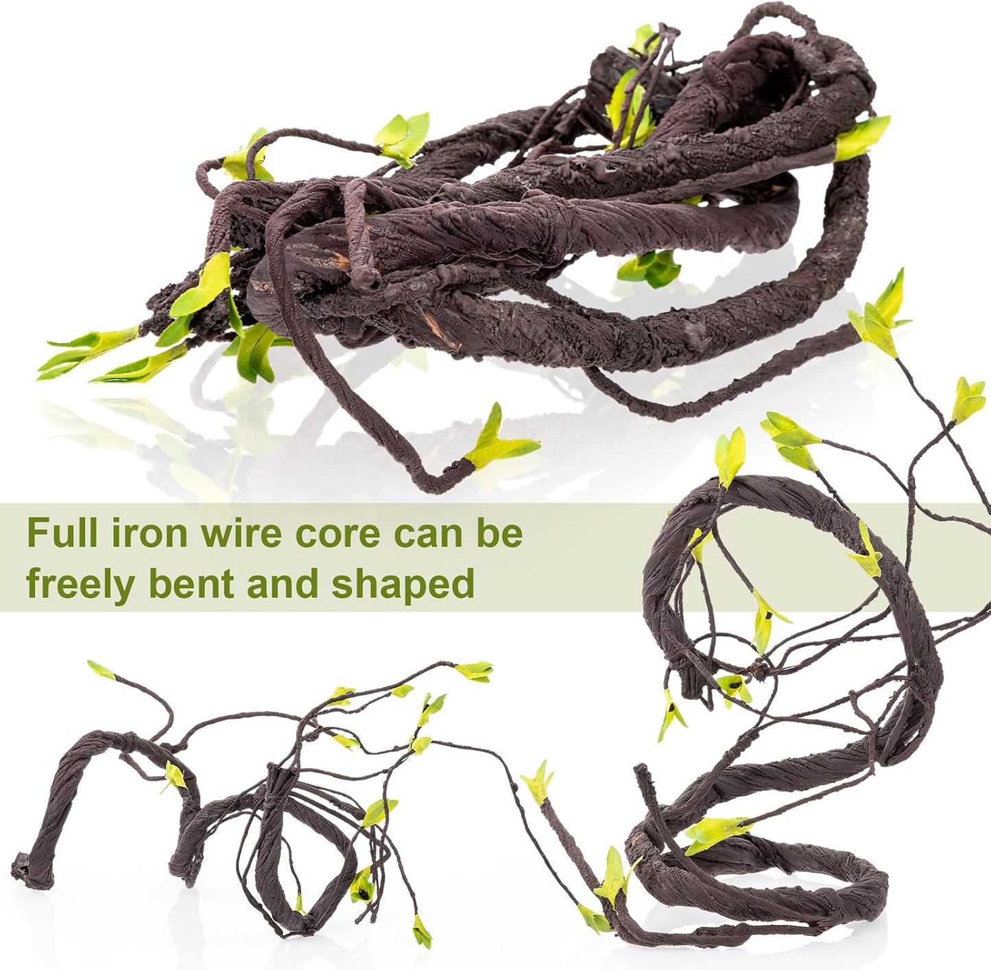 5 Pcs 39in Artificial Bendable Tree Branches for Decoration Fake Trunk Garland Twigs Leaves Cherry Blossom Grape Vines for Wall Hanging Front Door Reptile Habitat Decoration (Fresh)