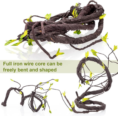5 Pcs 39in Artificial Bendable Tree Branches for Decoration Fake Trunk Garland Twigs Leaves Cherry Blossom Grape Vines for Wall Hanging Front Door Reptile Habitat Decoration (Fresh)