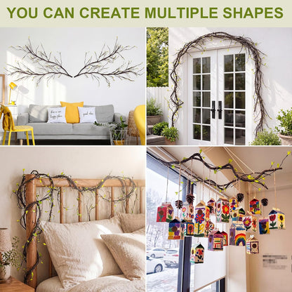 5 Pcs 39in Artificial Bendable Tree Branches for Decoration Fake Trunk Garland Twigs Leaves Cherry Blossom Grape Vines for Wall Hanging Front Door Reptile Habitat Decoration (Fresh)