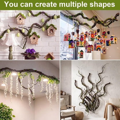 5 Pcs 39in Artificial Bendable Tree Branches for Decoration Fake Trunk Garland Twigs Leaves Cherry Blossom Grape Vines for Wall Hanging Front Door Reptile Habitat Decoration (Fresh)