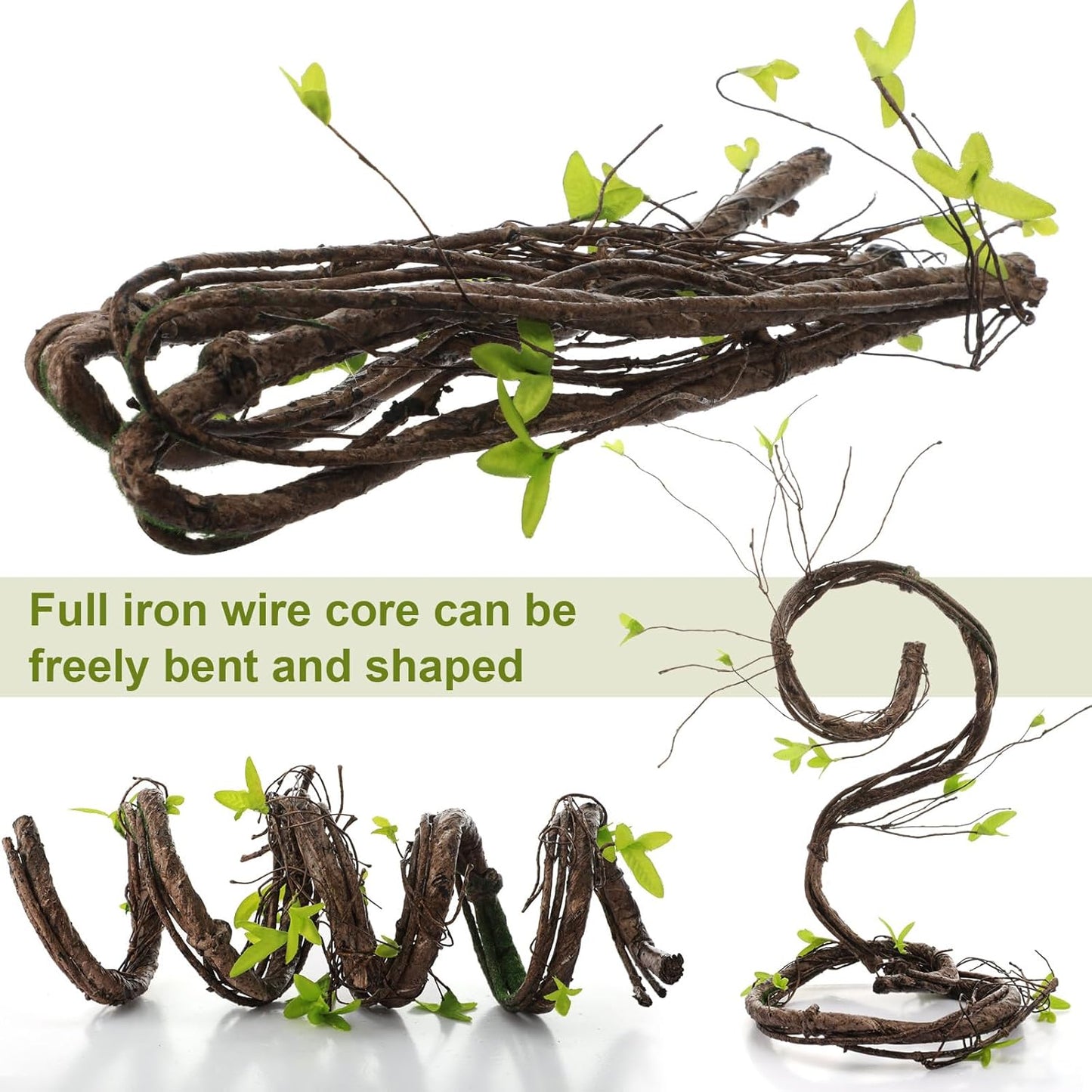 5 Pcs 39in Artificial Bendable Tree Branches for Decoration Fake Trunk Garland Twigs Leaves Cherry Blossom Grape Vines for Wall Hanging Front Door Reptile Habitat Decoration (Fresh)