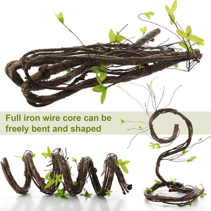 5 Pcs 39in Artificial Bendable Tree Branches for Decoration Fake Trunk Garland Twigs Leaves Cherry Blossom Grape Vines for Wall Hanging Front Door Reptile Habitat Decoration (Fresh)