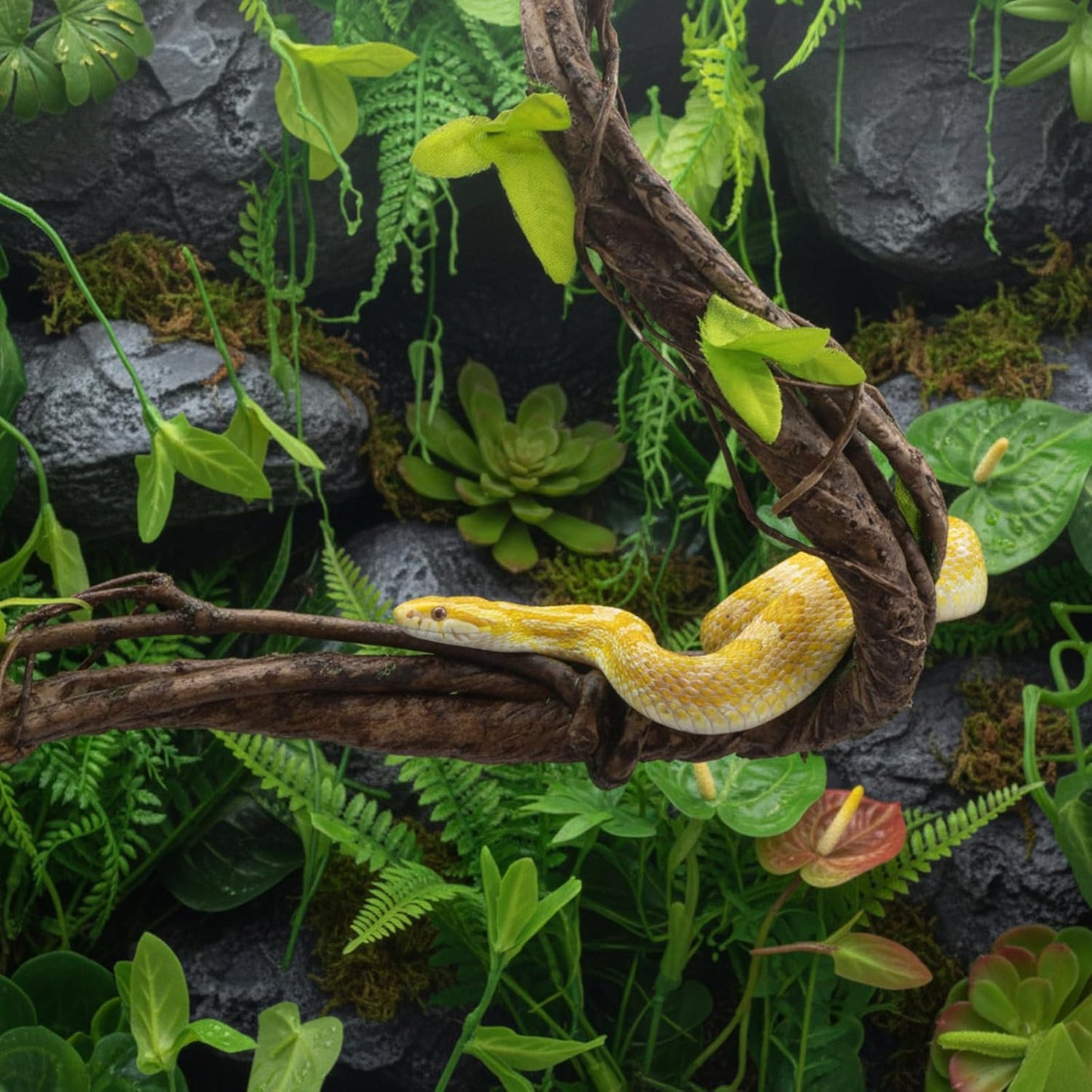 5 Pcs 39in Artificial Bendable Tree Branches for Decoration Fake Trunk Garland Twigs Leaves Cherry Blossom Grape Vines for Wall Hanging Front Door Reptile Habitat Decoration (Fresh)