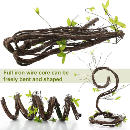 5 Pcs 39in Artificial Bendable Tree Branches for Decoration Fake Trunk Garland Twigs Leaves Cherry Blossom Grape Vines for Wall Hanging Front Door Reptile Habitat Decoration (Fresh)