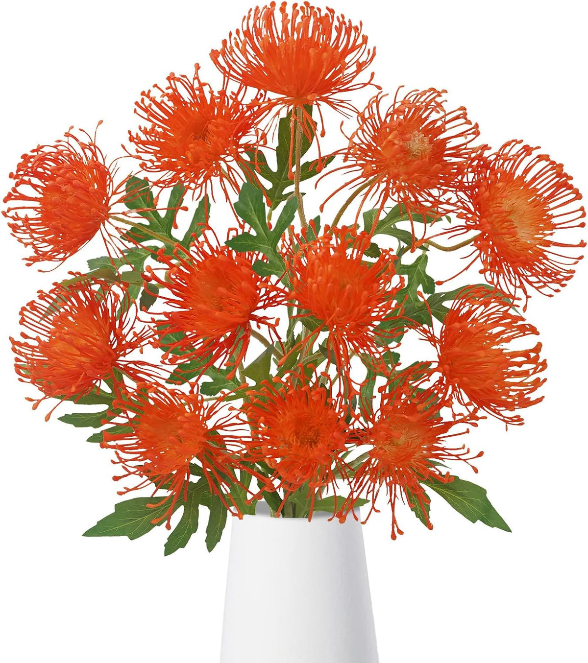 27.6" Fake Fall Mums Orange Mums with 3 Heads Fall Long Stem for Tall Vase